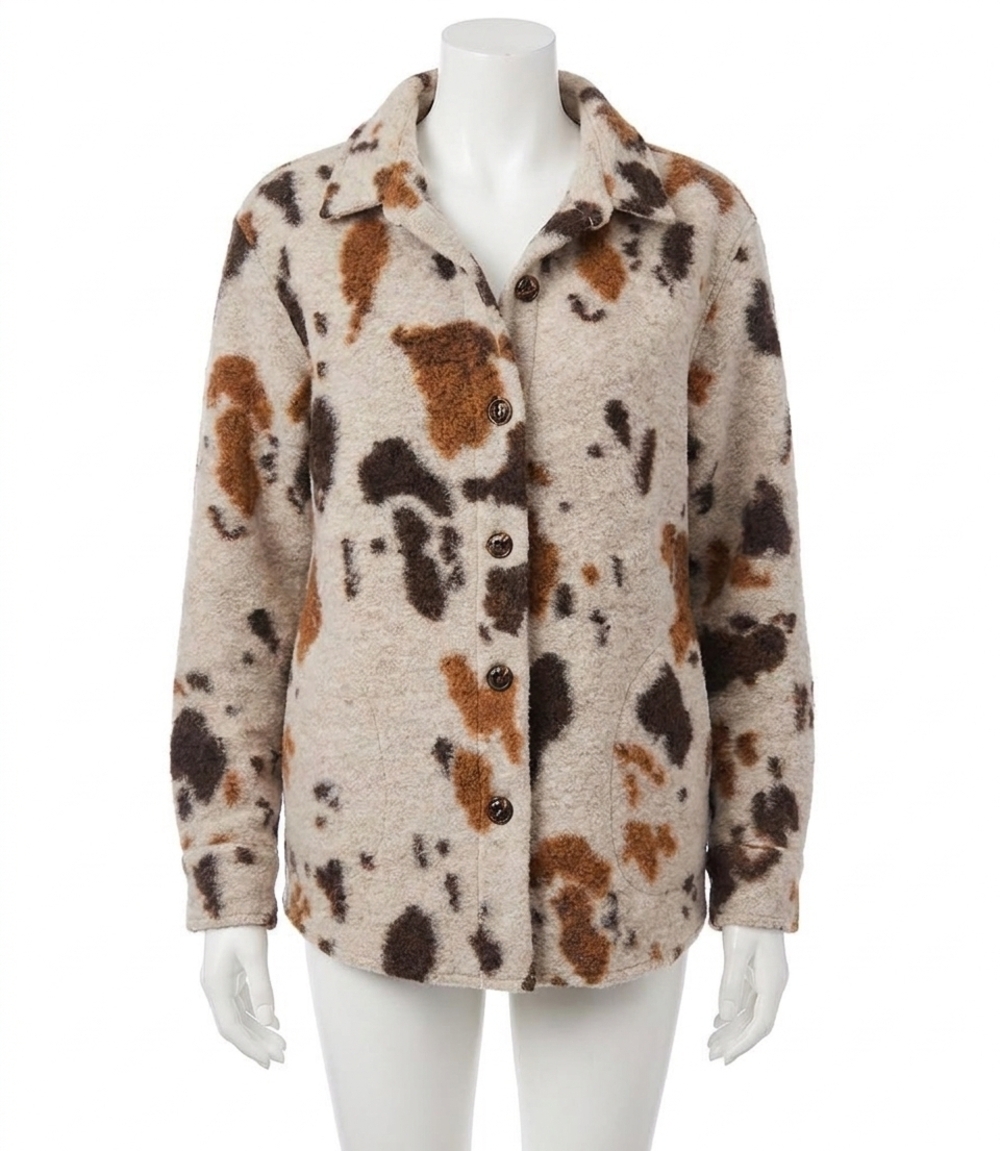 NEW KAREN KANE blaise print shirt jacket in shades of brown